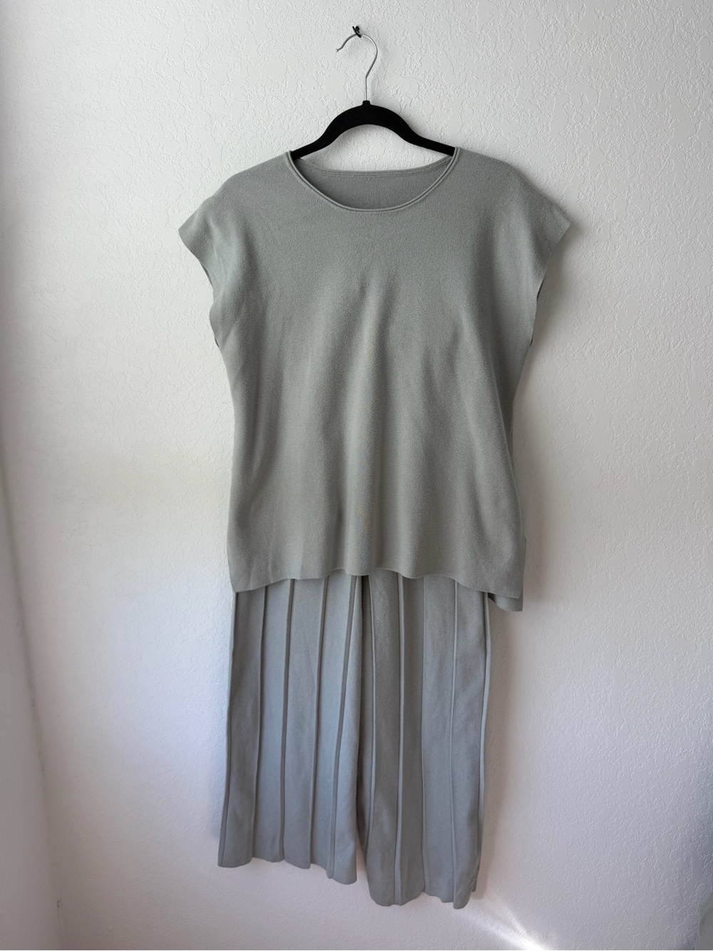 Women's Light Sage Pleated Two-Piece Dress